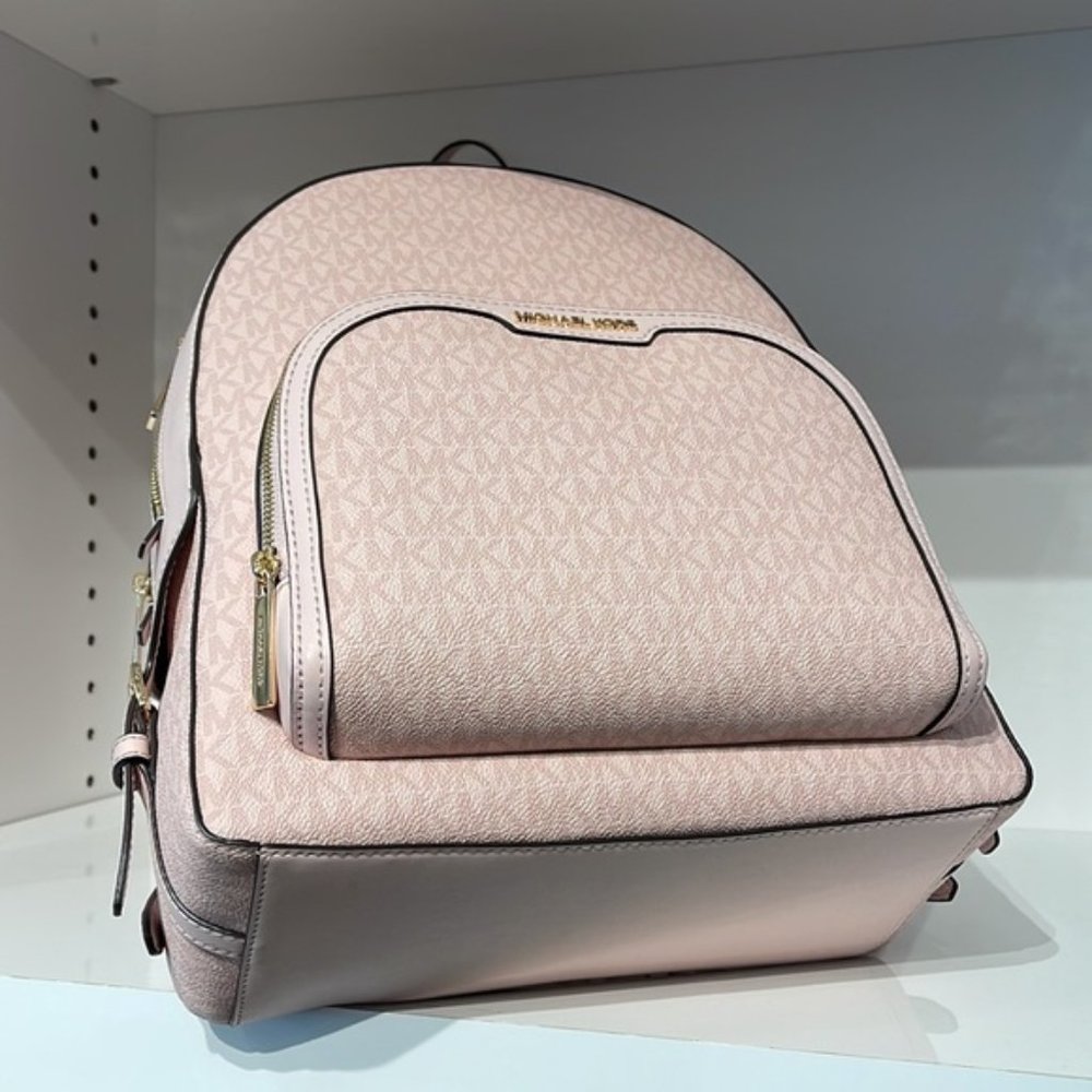 Michael Kors Jaycee Large Zip Pocket Backpack Dark Powder Blush - Picture 5 of 16